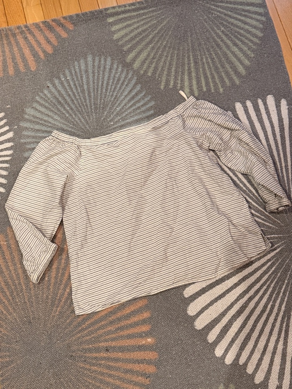 Madewell Off-the-Shoulder Striped Top in Ivory and Blue